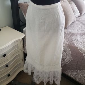 CLIO linen ruffled midi skirt
